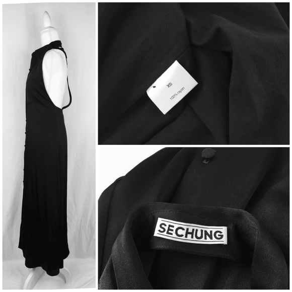 Sechung Black T-Back Button-Down Maxi Dress - Picture 5 of 8